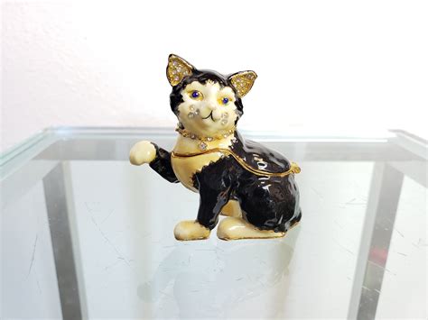 Rhinestone Cat Trinket Box 